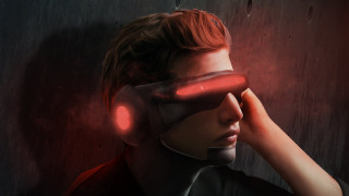 Man virtual glasses dark room - virtual free wallpaper
