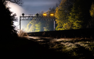 Train night lights trees city - a train track free wallpaper for desktop