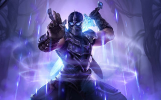 Man in costume purple glow - a purple light free wallpaper