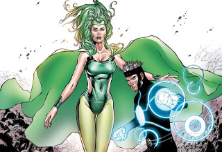 Woman green cape man black - a green cape free wallpaper