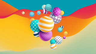 Floating balls desert surreal colorful - a bunch of balls free wallpaper