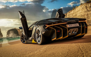 Futuristic car beach cliff ocean - unreal engine 5 free wallpaper