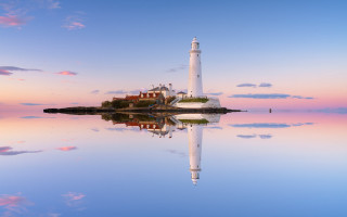 Lighthouse pink sky puzzle award - the middle of a body free wallpaper