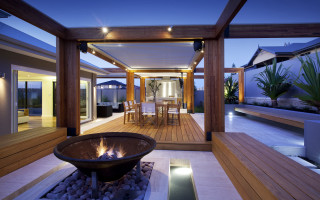 Patio firepit dining night lights - a patio free wallpaper