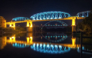 Bridge night city lights reflection 3 - bradley walker tomlin free wallpaper