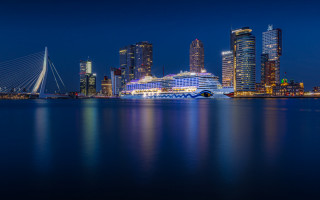 City skyline bridge night lights 5 - a large building in the background free wallpaper for desktop
