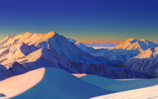 Mountain range snow blue sky 9 - chesley bonestell free wallpaper