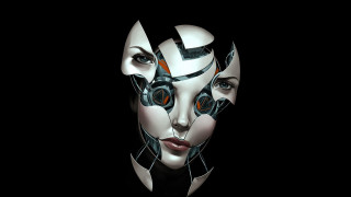 Futuristic woman orange eyes cyberpunk - orange eye free wallpaper
