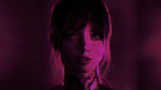 Eve ryder synthwave cyberpunk red - a red light behind her free wallpaper