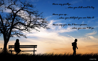 Couple bench tree poem sunset - visual free wallpaper