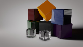 Colored boxes gradient 3d render - crystal cubism free wallpaper