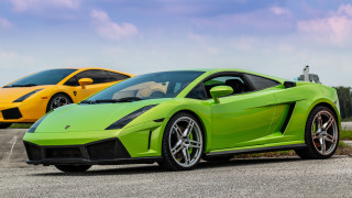 Green yellow sports cars cloudy - rich vivid color free wallpaper