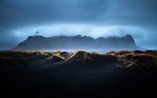 Mountain range clouds beach city - a few mountain free wallpaper