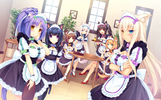 Anime girls table room windows - a table together free wallpaper