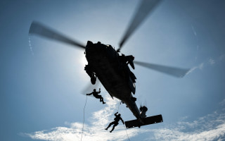 Helicopter hanging men abstract puzzle - carl eugen keel free wallpaper