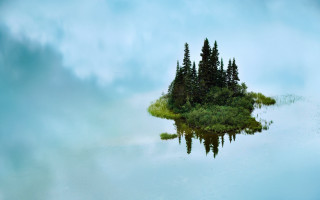 Small island trees lake clouds - a small island free wallpaper for desktop