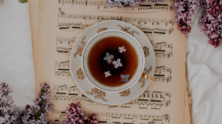 Tea flowers book music stilllife - music free wallpaper