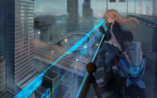 Woman motorcycle cityscape cyberpunk night - a woman riding free wallpaper