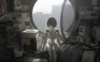 Woman cluttered room retrofuturism android - ghost in the shell free wallpaper