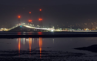 Bridge night water lights city 6 - long exposure free wallpaper for desktop