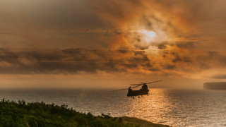 Helicopter over water cloudy sky - the cloud above free wallpaper