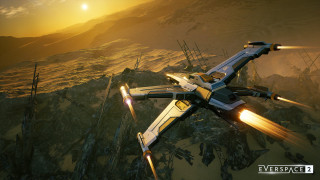 Space ship mountain sunset unreal - over a mountain range free wallpaper for desktop