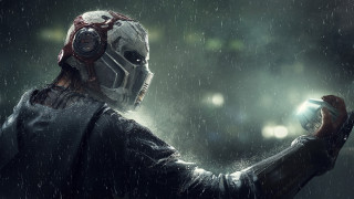 Cyberpunk astronaut rain fireflies moonlight - a flashlight free wallpaper for desktop