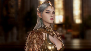 Golden woman feathered cape fantasy - unreal engine 5 quality free wallpaper