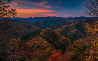 Sunset mountain range autumn twilight - murata range free wallpaper