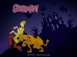 Cartoon character riding dog castle - spooky free wallpaper