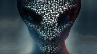 Alien skulls face eyes foggy - strange free wallpaper