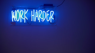 Work harder neon sign blue - daarken free wallpaper