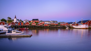 Harbor boats houses dusk purple - dusk time free wallpaper