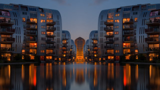 Tokyo skyscraper reflection night cityscape - window free wallpaper
