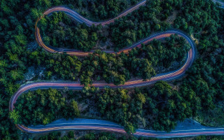 Winding road forest cars nature - the road free wallpaper