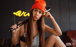 Elina karimova baseball bat neon - a neon sign free wallpaper for desktop