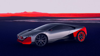Futuristic car red gray mountains - concept design free wallpaper