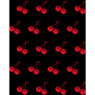 Black background red cherries crossed - kitsch movement free wallpaper for tablet