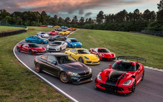 Cars road greenfield forest sunset - free cars wallpaper