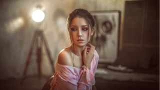 Pink dress studio photography fullmoon - a camera free wallpaper