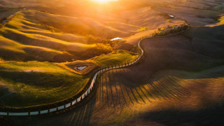 Winding road sunset field tilt - road free wallpaper for desktop