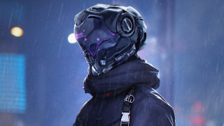 Man helmet rain city night - a flashlight free wallpaper for desktop