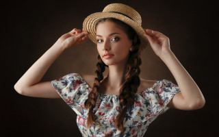Woman hat braids floral portrait - anna hotchkis free wallpaper for desktop