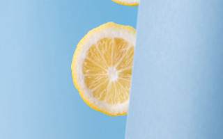 Lemon half blue background minimalism - a lemon free wallpaper