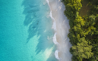 Beach blue water white sand - a blue sky and water free wallpaper