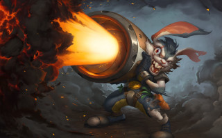 Cartoon demon fire barrel splash - a barrel free wallpaper