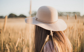 Woman white hat wheat grass - tall grass free wallpaper for desktop