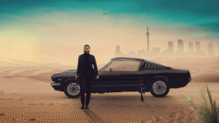 Desert city retrofuturism mattecar man - daryush shokof free wallpaper
