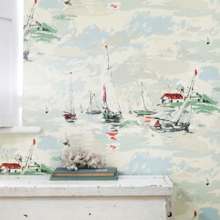 Wall painting boats window sill - free ship wallpaper for tablet