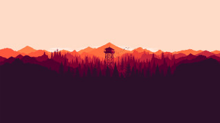 Red orange forest tower mountains - landscape free wallpaper